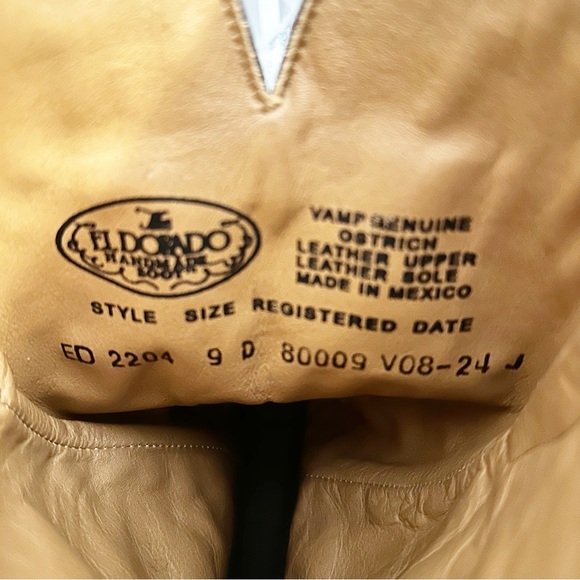 EL DORADO MEN'S HANDMADE OSTRICH LEG BRASS WESTERN BOOTS - ROUND TOE - Picture 5 of 6